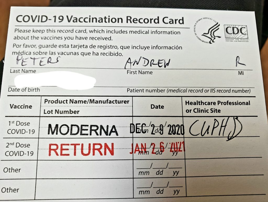 COVID vaccine card